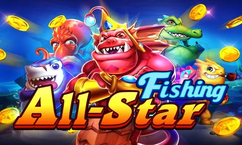 All-Star Fishing game screen featuring mythical phoenix and character bosses